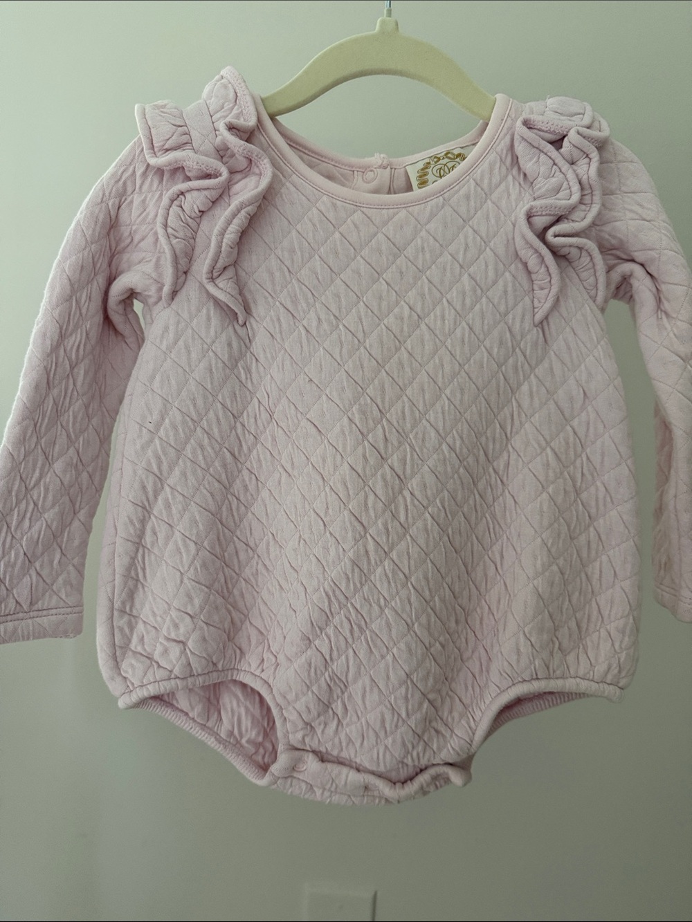 The Beaufort Bonnet Company Quilted Ruffle One-Piece - Pale Pink